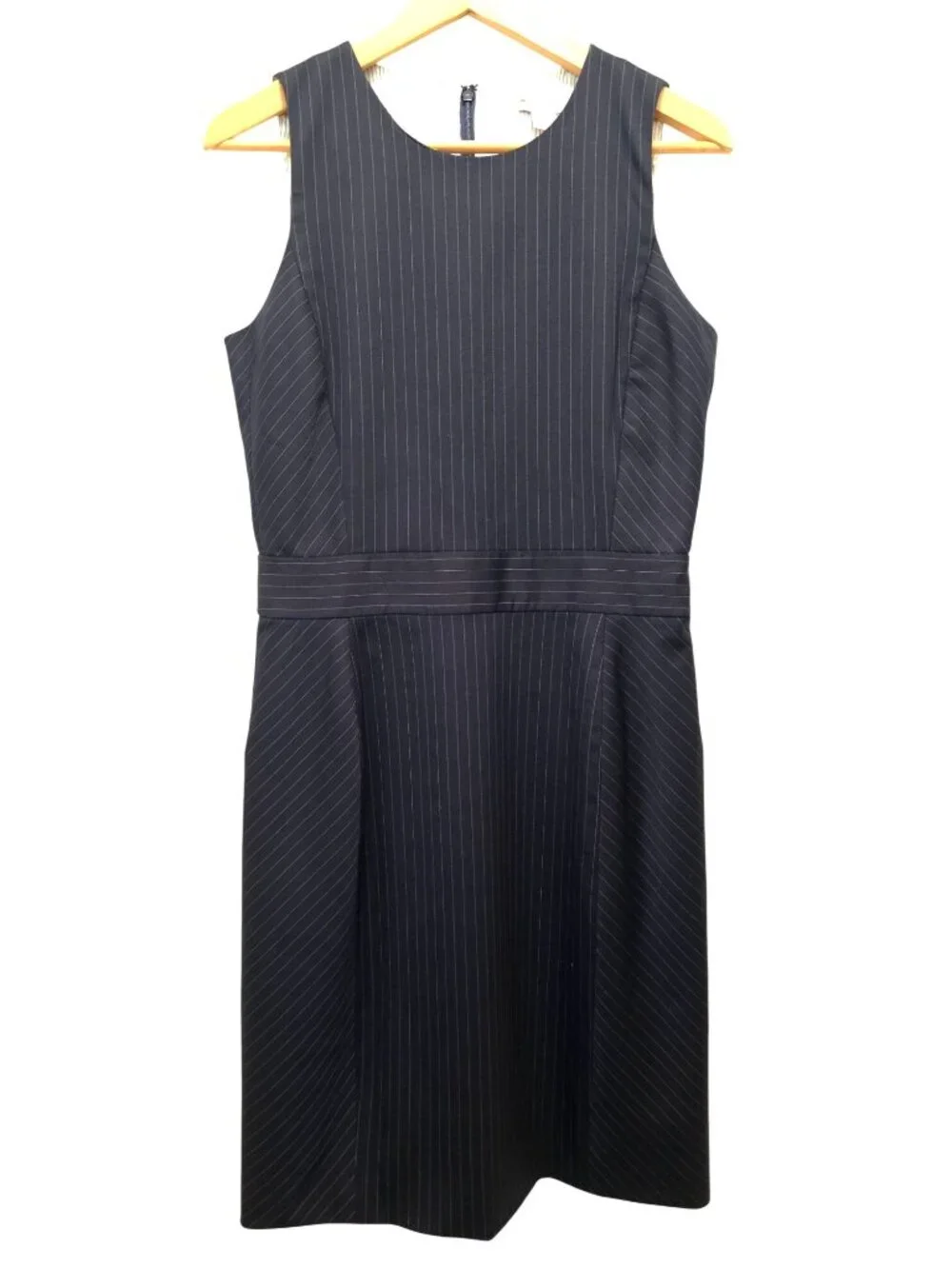 Brooks Brothers Red Fleece Navy Pinstripe Wool Blend Sheath Dress Women's Sz 4 - Picture 1 of 7